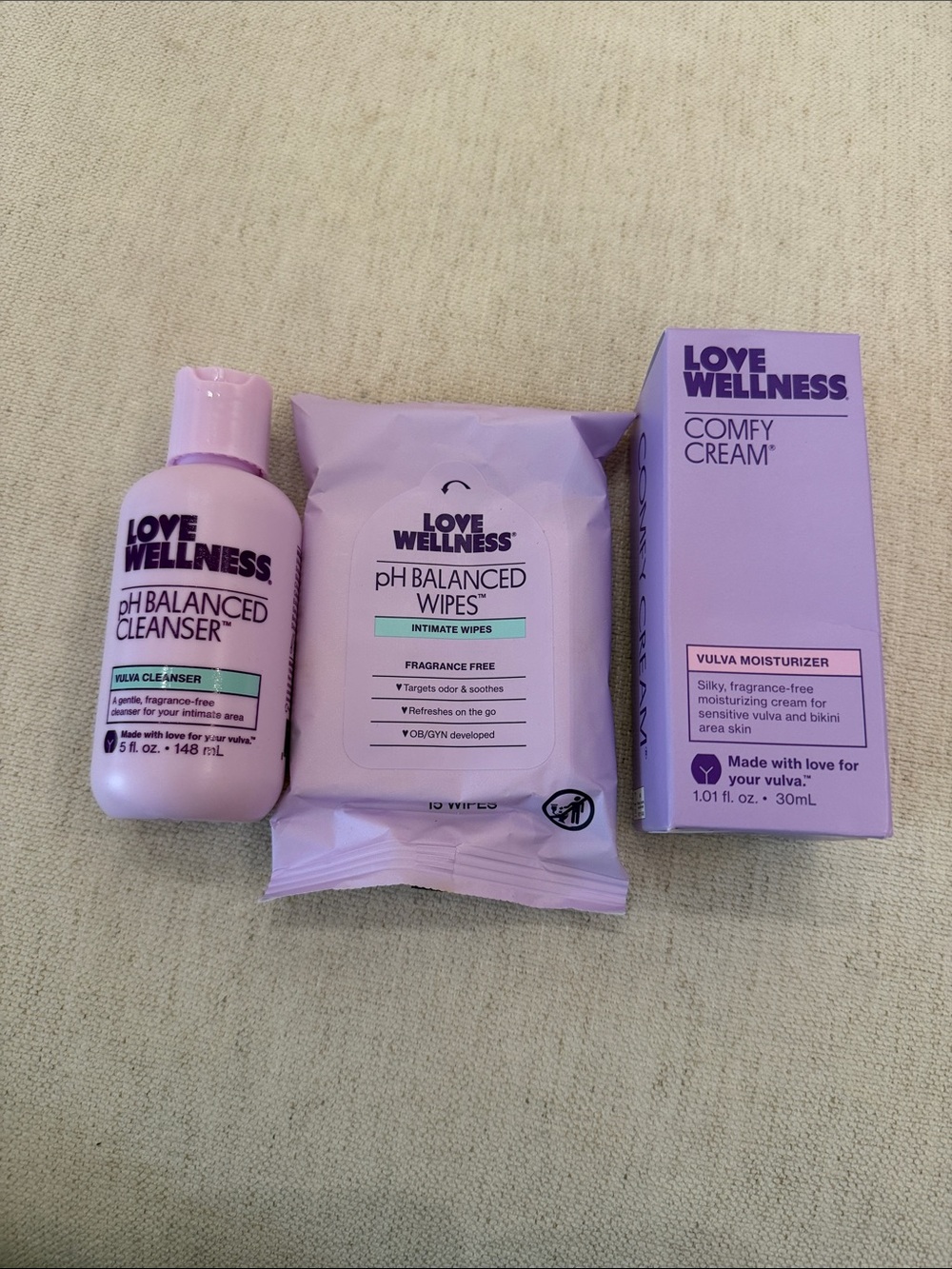 Love wellness comfy cream ph balance cleanser wipes set revolve *